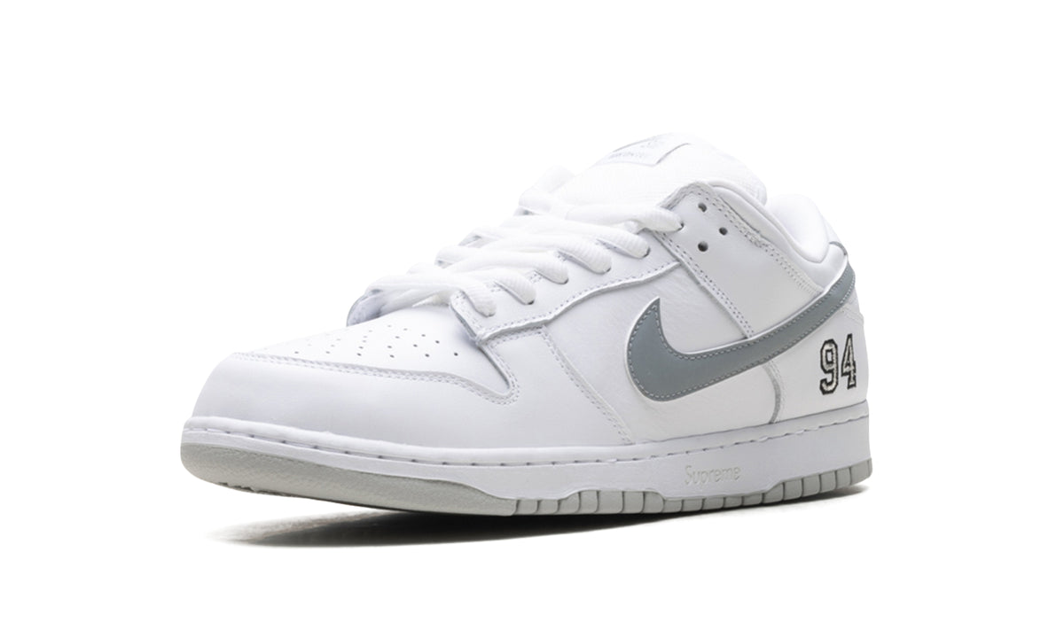 Nike Dunk Low Sneakers - White & Gray with 94 Heel Detail