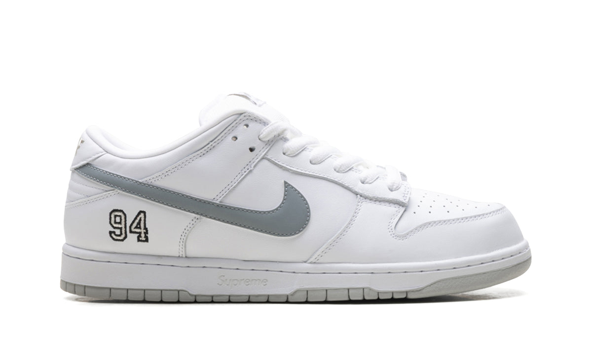 Nike Dunk Low Sneakers - White & Gray with 94 Heel Detail