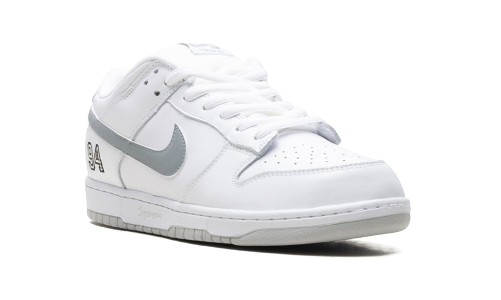 Nike Dunk Low Sneakers - White & Gray with 94 Heel Detail