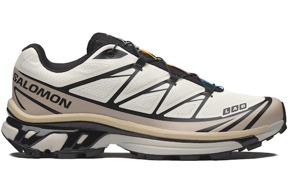 Salomon XT-6 Sneakers - Cream White, Black & Silver Grey