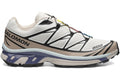 Salomon XT-6 Sneakers - Cream White & Tan with Black and Blue Accents