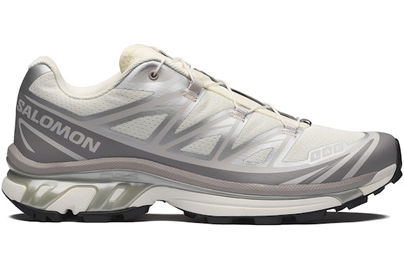 Salomon XT-6 Sneakers - Cream White, Silver & Lilac Grey