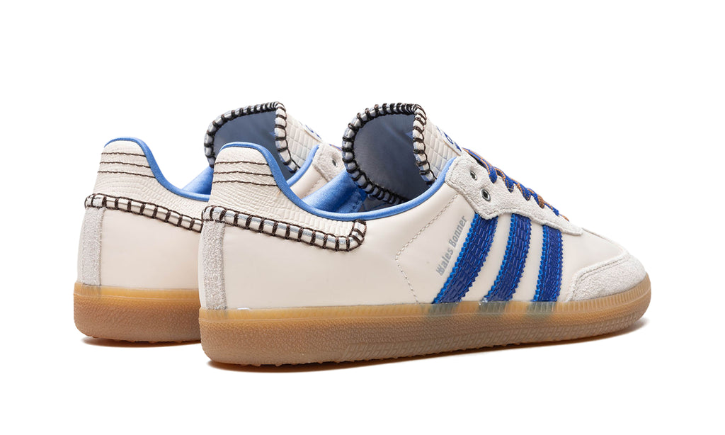 adidas x Wales Bonner Samba Sneakers - Cream White, Blue Woven 3-Stripes & Gum Sole