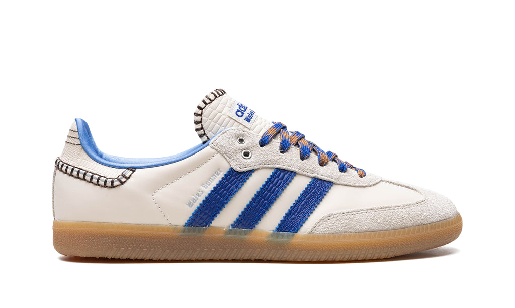 adidas x Wales Bonner Samba Sneakers - Cream White, Blue Woven 3-Stripes & Gum Sole