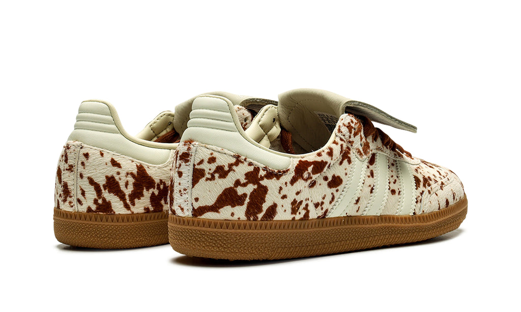 adidas Samba LT Sneakers - Cream & Brown Cow Print with Gum Sole