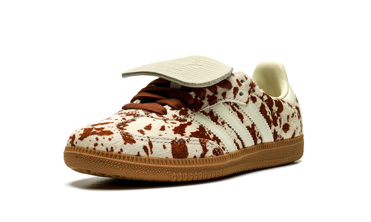 adidas Samba LT Sneakers - Cream & Brown Cow Print with Gum Sole