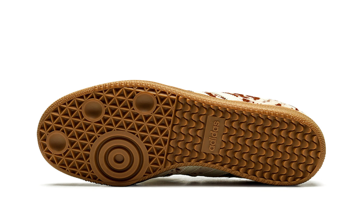 adidas Samba LT Sneakers - Cream & Brown Cow Print with Gum Sole
