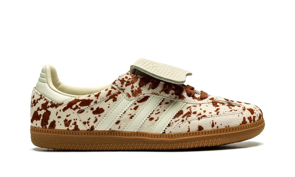 adidas Samba LT Sneakers - Cream & Brown Cow Print with Gum Sole