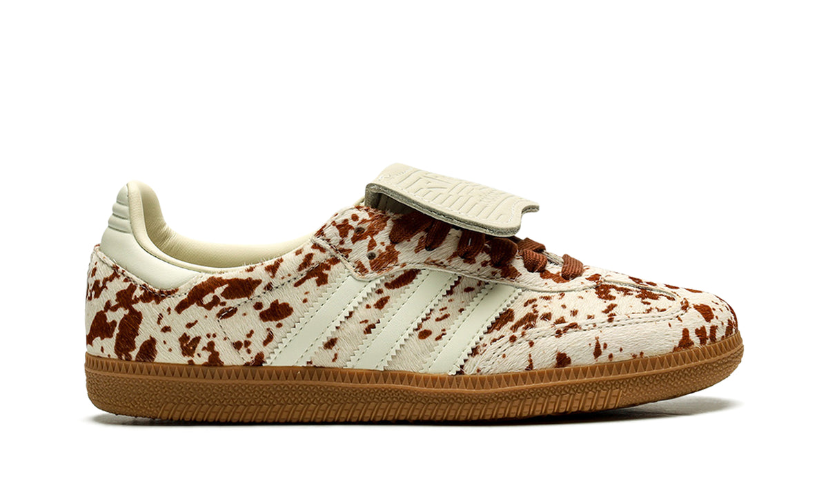 adidas Samba LT Sneakers - Cream & Brown Cow Print with Gum Sole