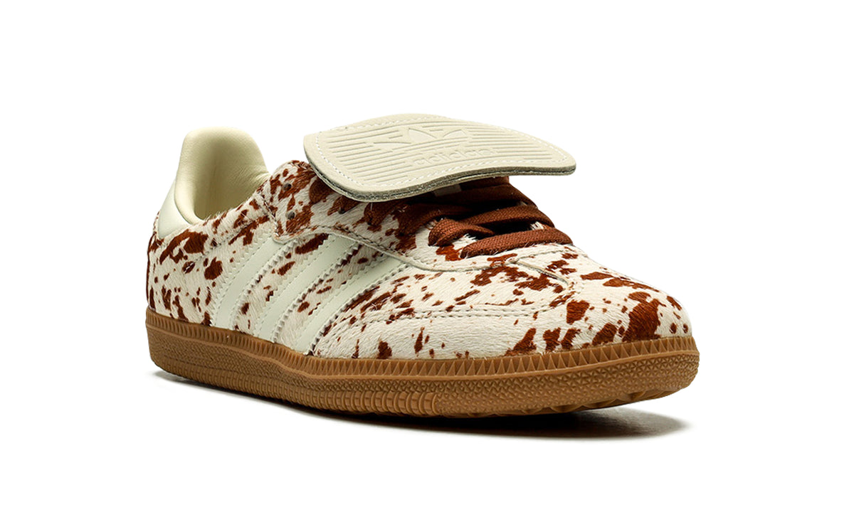 adidas Samba LT Sneakers - Cream & Brown Cow Print with Gum Sole