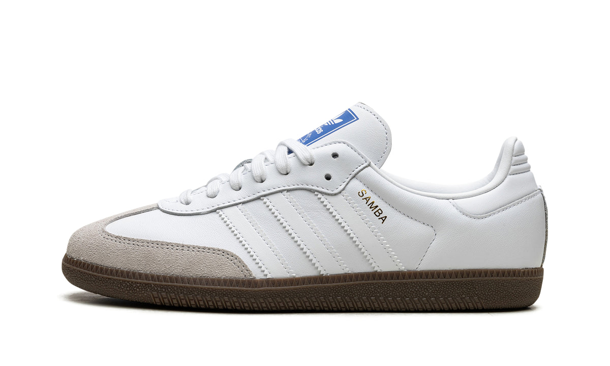 adidas Samba OG Sneakers - White & Light Gray with Brown Gum Sole