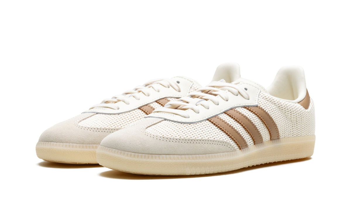 adidas Samba OG Woven Sneakers - Cream & Tan with Translucent Gum Sole