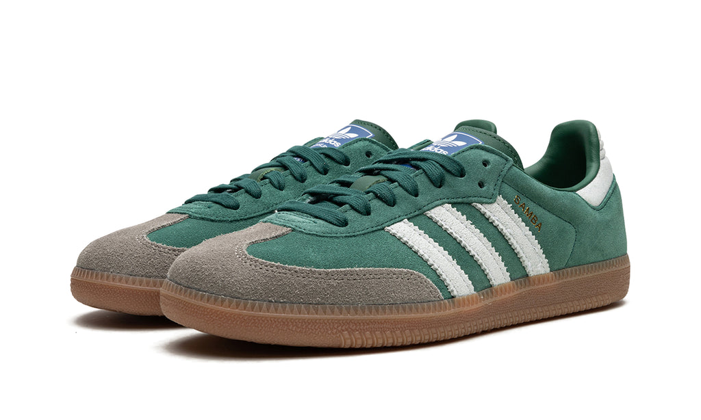 adidas Samba OG Sneakers - Green & White with Grey T-Toe and Gum Sole