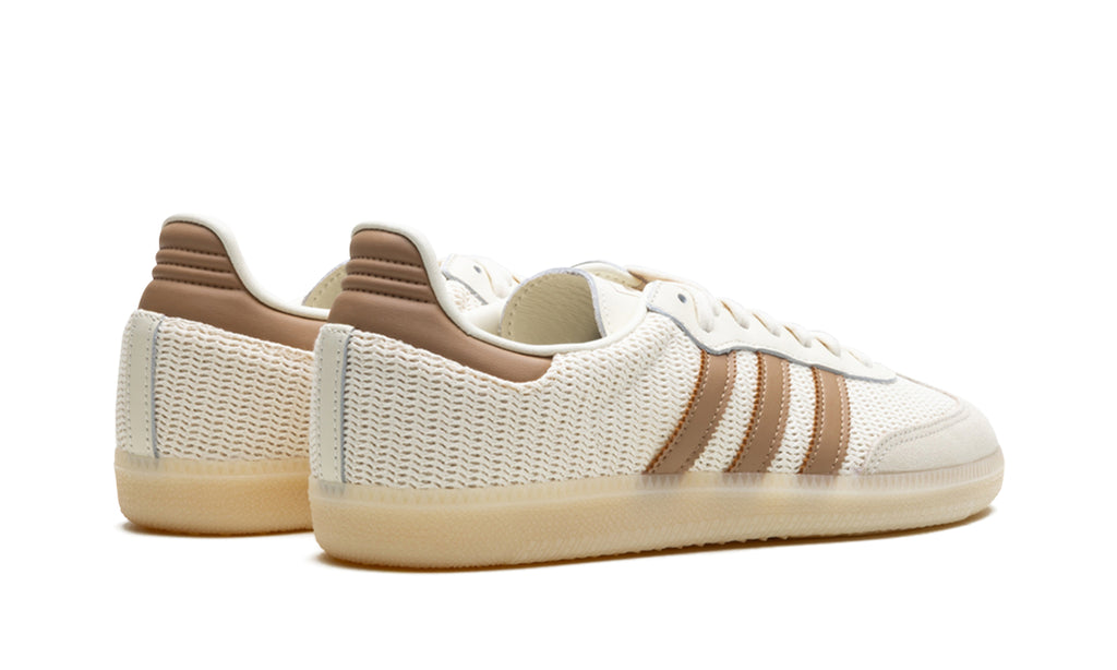 adidas Samba OG Woven Sneakers - Cream & Tan with Translucent Gum Sole