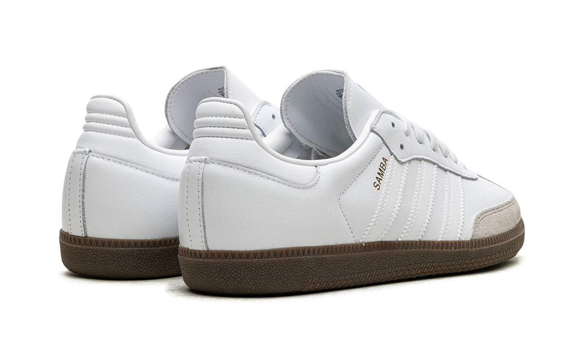 adidas Samba OG Sneakers - White & Light Gray with Brown Gum Sole
