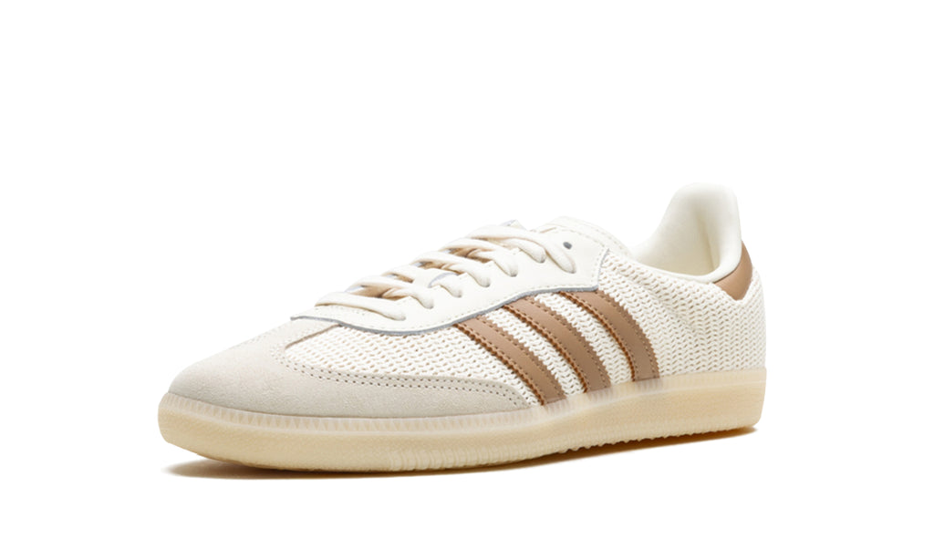 adidas Samba OG Woven Sneakers - Cream & Tan with Translucent Gum Sole