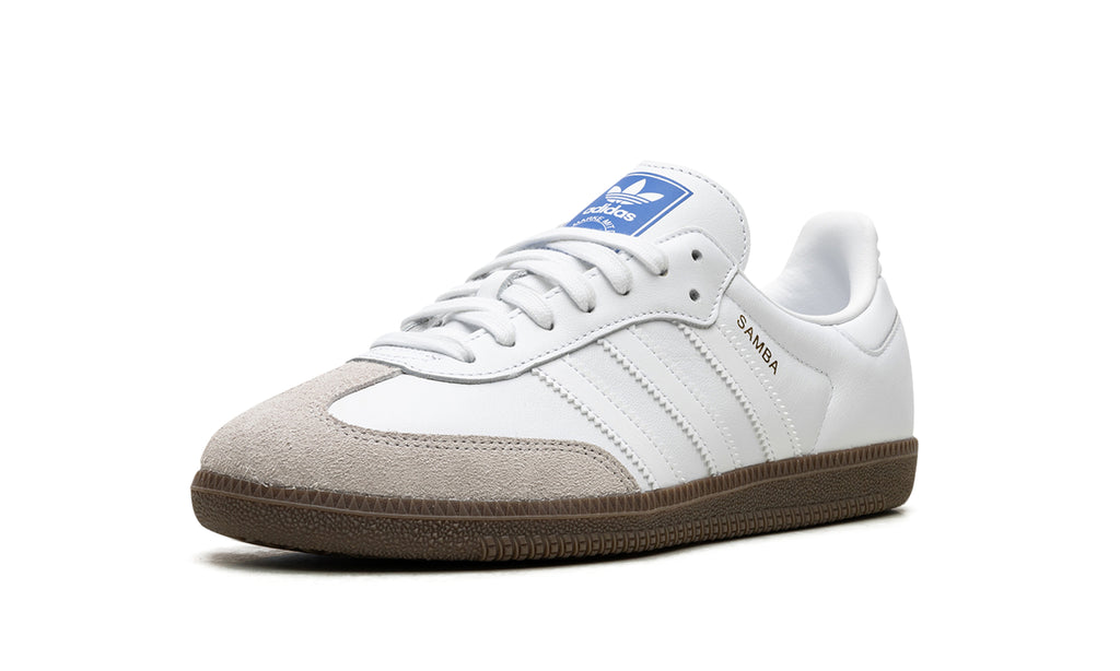adidas Samba OG Sneakers - White & Light Gray with Brown Gum Sole
