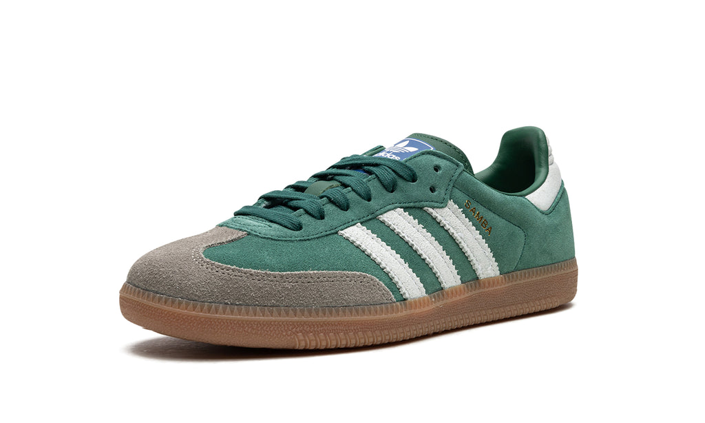 adidas Samba OG Sneakers - Green & White with Grey T-Toe and Gum Sole