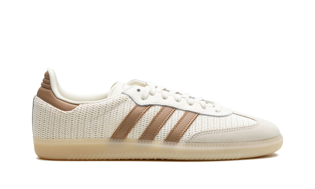 adidas Samba OG Woven Sneakers - Cream & Tan with Translucent Gum Sole