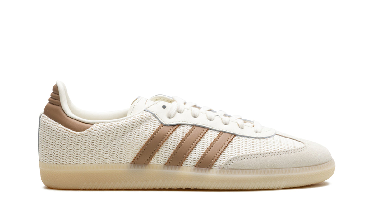 adidas Samba OG Woven Sneakers - Cream & Tan with Translucent Gum Sole