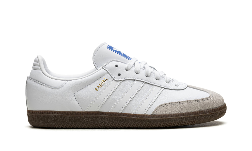 adidas Samba OG Sneakers - White & Light Gray with Brown Gum Sole