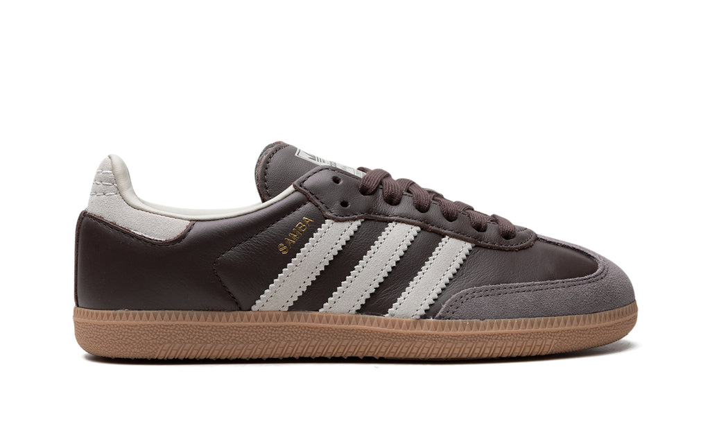 adidas Samba OG Sneakers - Dark Brown and Grey with Off-White Stripes and Gum Sole