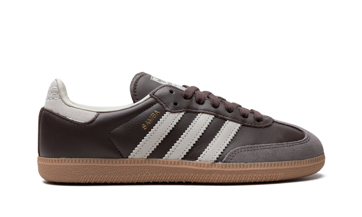 adidas Samba OG Sneakers - Dark Brown and Grey with Off-White Stripes and Gum Sole