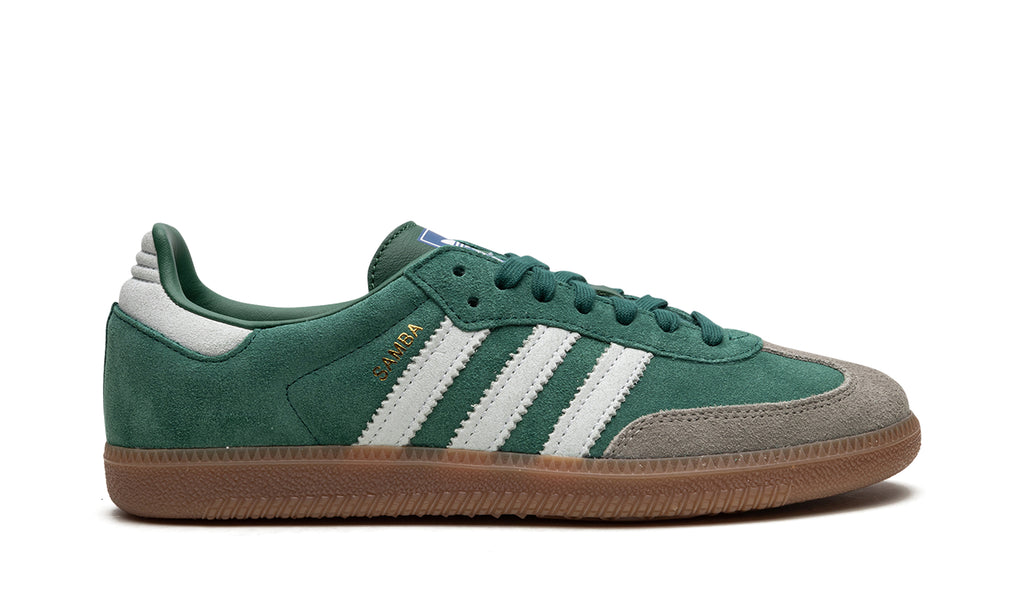 adidas Samba OG Sneakers - Green & White with Grey T-Toe and Gum Sole