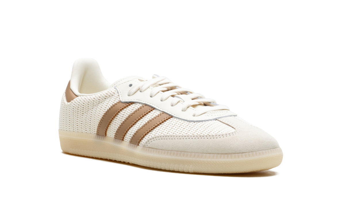adidas Samba OG Woven Sneakers - Cream & Tan with Translucent Gum Sole