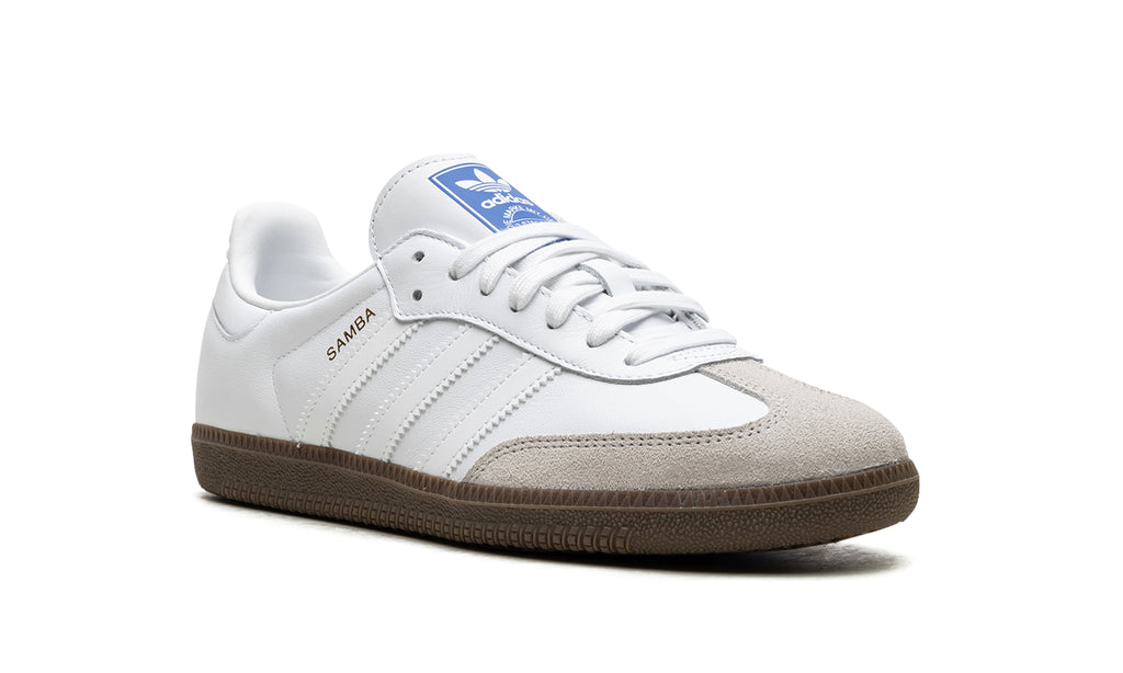 adidas Samba OG Sneakers - White & Light Gray with Brown Gum Sole