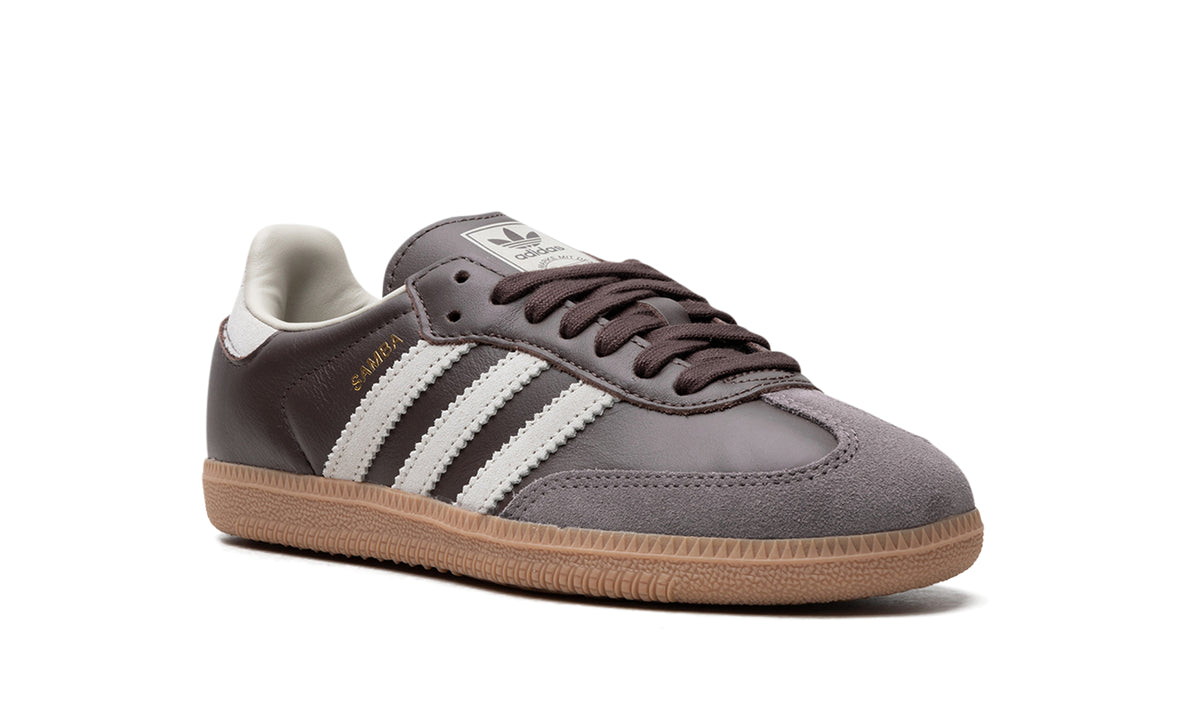 adidas Samba OG Sneakers - Dark Brown and Grey with Off-White Stripes and Gum Sole