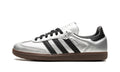 adidas Samba OG Sneakers - Metallic Silver and Black with Dark Brown Gum Sole