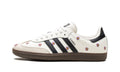 adidas Samba OG Floral Sneakers – Cream White, Black 3-Stripes & Purple Flowers with Brown Outsole