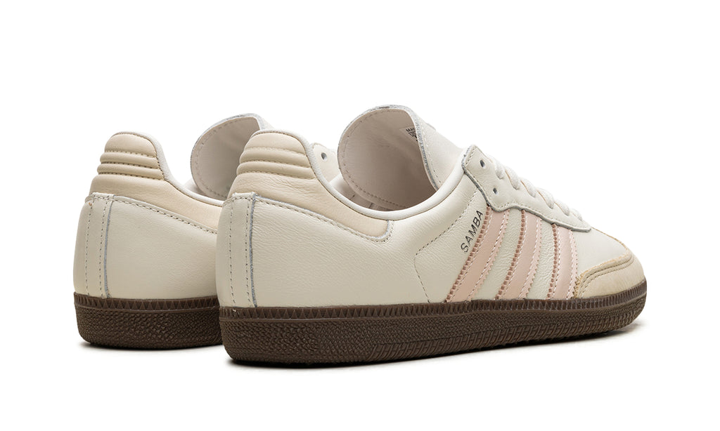 adidas Samba OG Sneakers - Cream and Pale Pink with Dark Brown Gum Sole