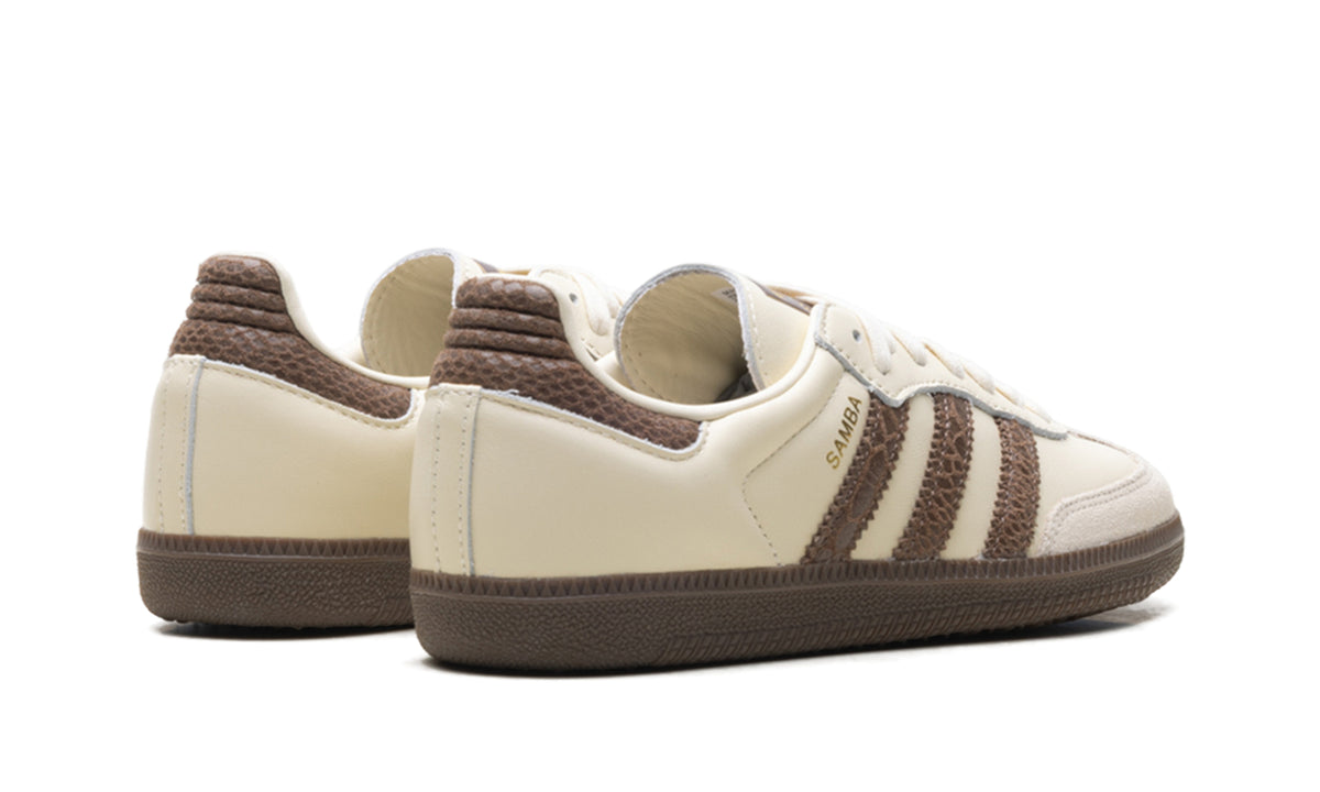 adidas Samba OG Sneakers - Cream & Brown with Reptile-Textured Stripes