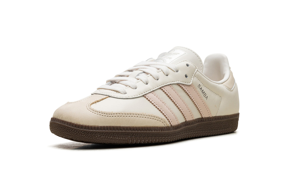adidas Samba OG Sneakers - Cream and Pale Pink with Dark Brown Gum Sole