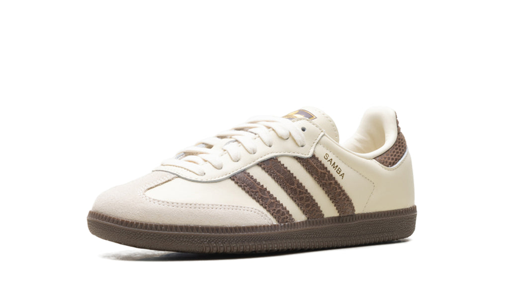adidas Samba OG Sneakers - Cream & Brown with Reptile-Textured Stripes