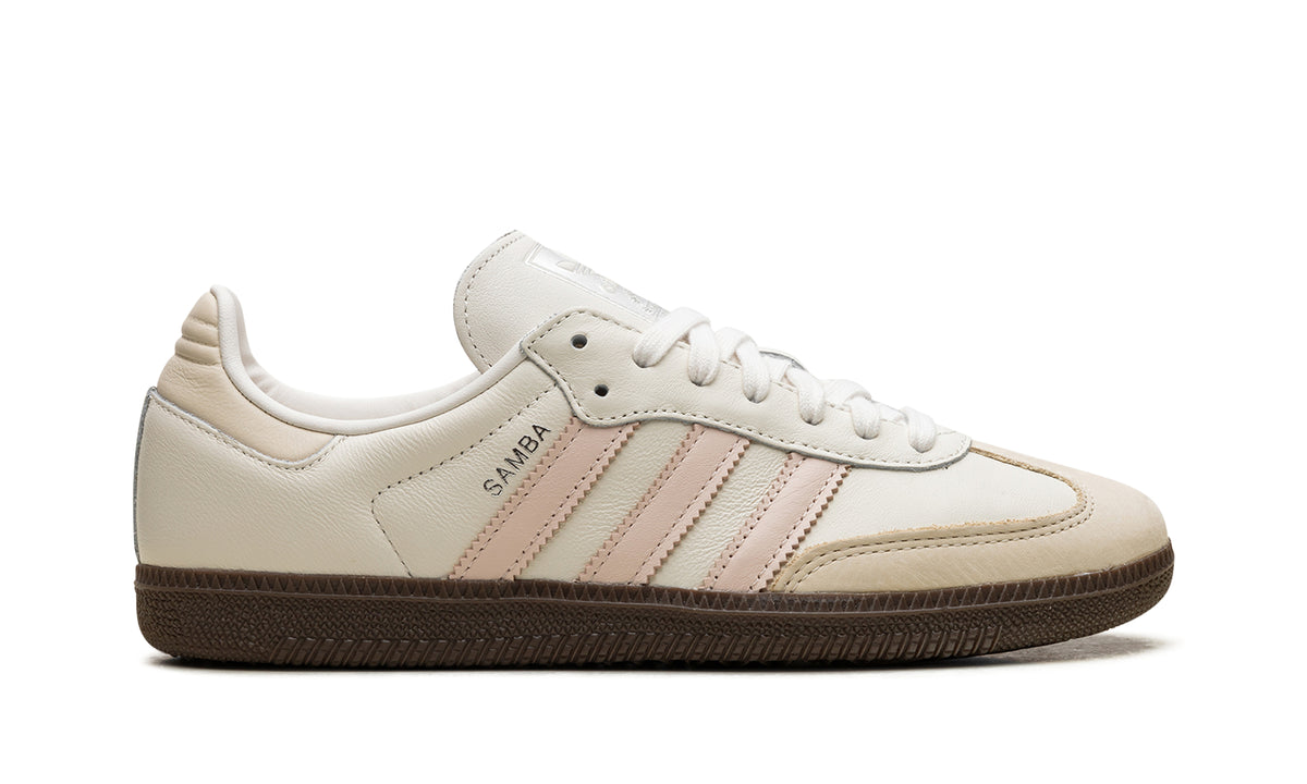 adidas Samba OG Sneakers - Cream and Pale Pink with Dark Brown Gum Sole