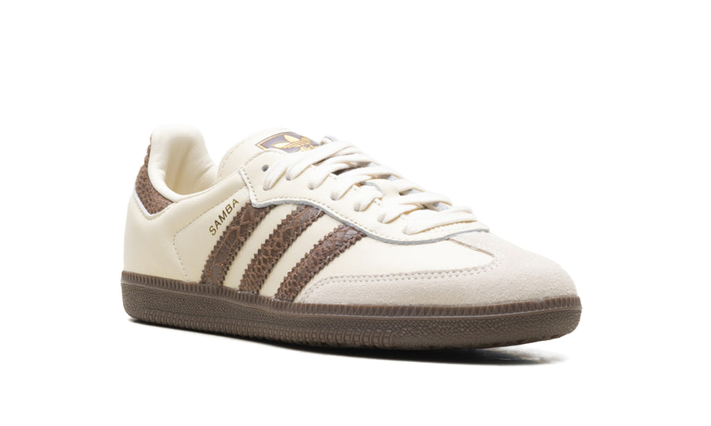 adidas Samba OG Sneakers - Cream & Brown with Reptile-Textured Stripes