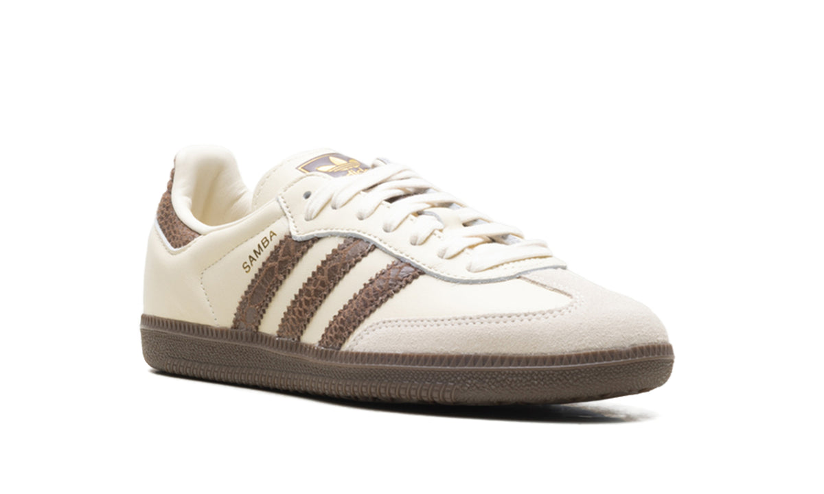adidas Samba OG Sneakers - Cream & Brown with Reptile-Textured Stripes