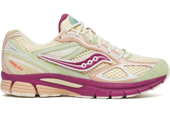 Saucony ProGrid Guide 7 Sneakers - Cream & Pale Green with Magenta Accents