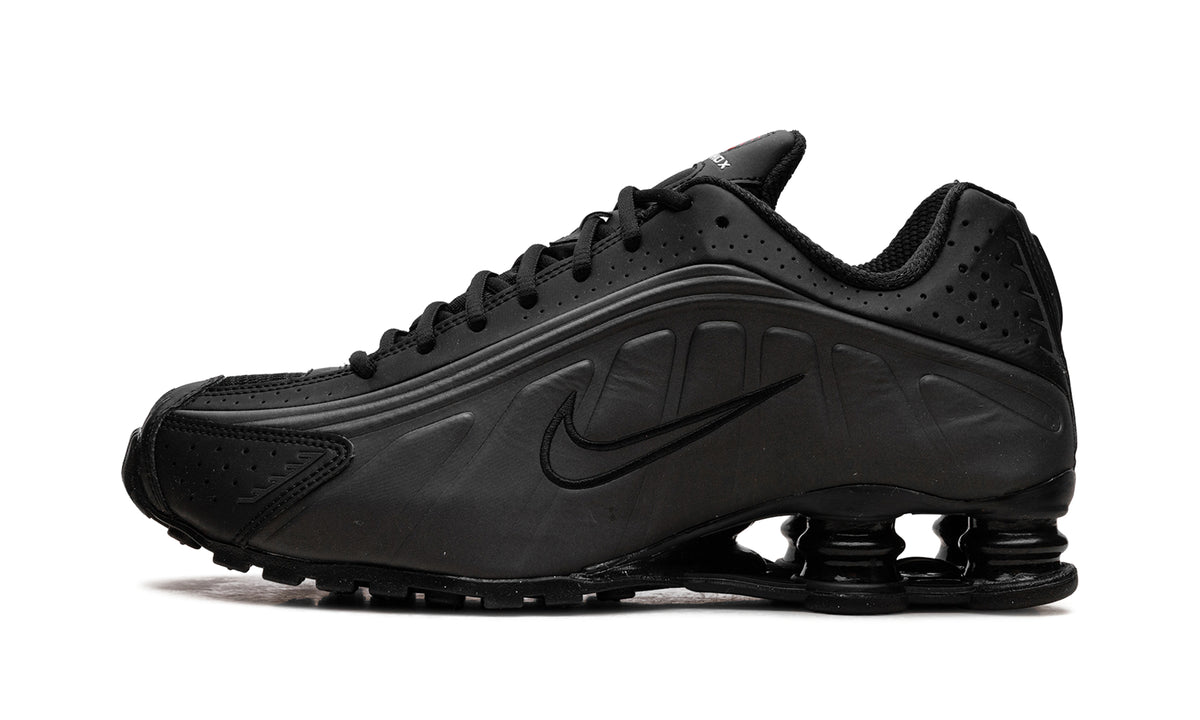 Nike Shox R4 Sneakers - All Black with Four-Column Heel Design