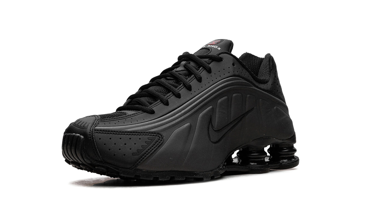 Nike Shox R4 Sneakers - All Black with Four-Column Heel Design