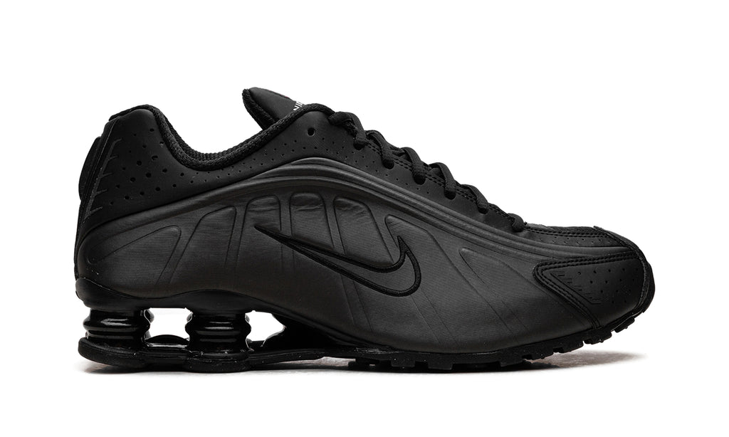 Nike Shox R4 Sneakers - All Black with Four-Column Heel Design