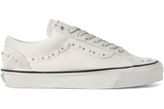 Vans Old Skool Sneakers - Cream White with Pearl-Style Studs