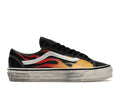 Vans Old Skool Sneakers - Black with Red & Yellow Flame Graphics