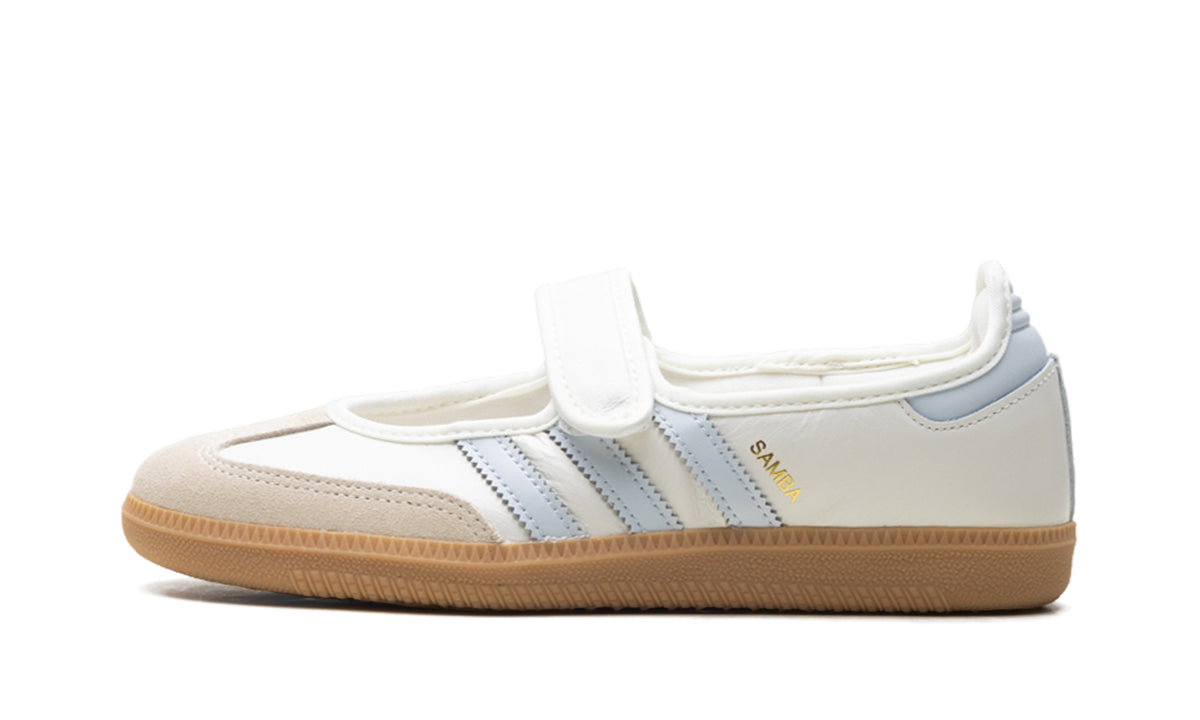 adidas Samba Jane Mary Jane Sneakers - White & Light Blue with Gum Sole
