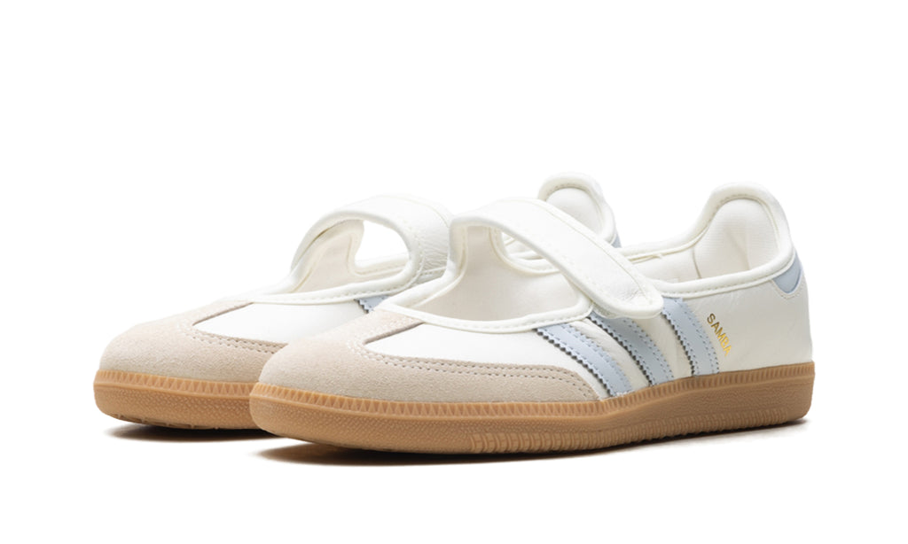 adidas Samba Jane Mary Jane Sneakers - White & Light Blue with Gum Sole