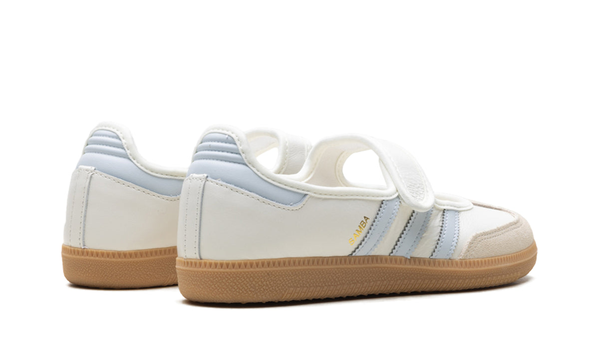 adidas Samba Jane Mary Jane Sneakers - White & Light Blue with Gum Sole
