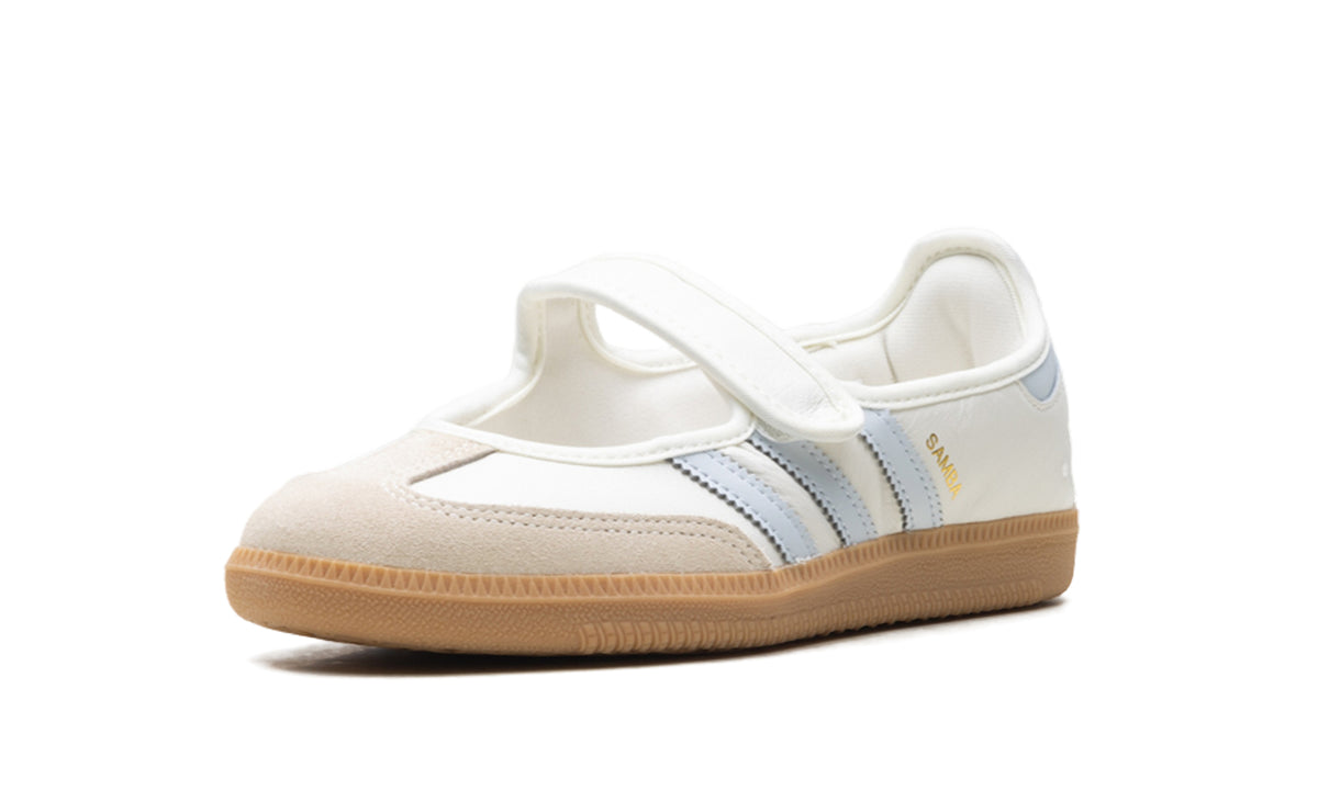 adidas Samba Jane Mary Jane Sneakers - White & Light Blue with Gum Sole